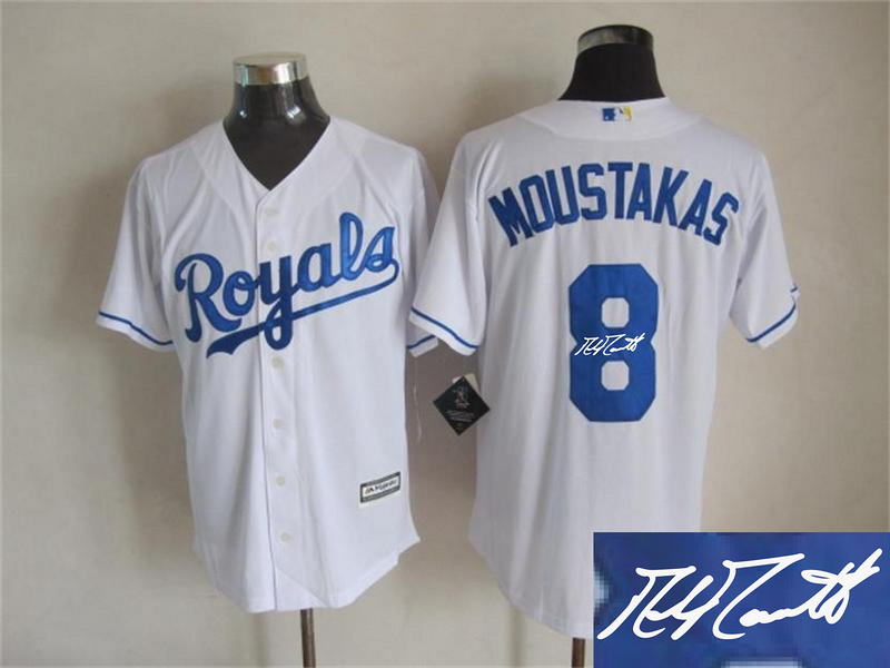 Royals 8 Mike Moustakas White Signature Edition New Cool Base Jersey
